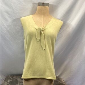 Ann Taylor Light Yellow Sleeveless Tank with Bow Accent